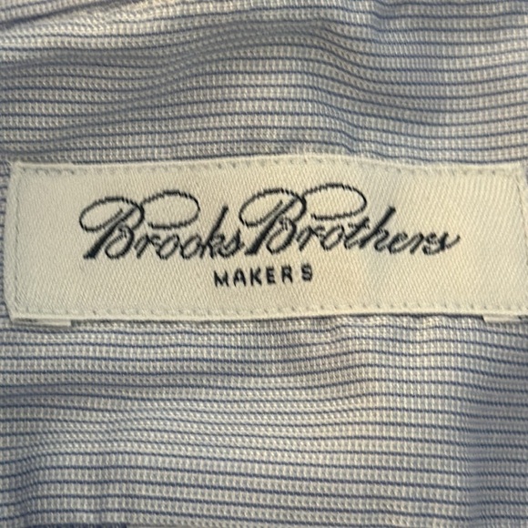 Brooks Brothers‎ Makers Collection Blue Pinstripe Dress Shirt Men's Size 17-35 - Picture 8 of 13